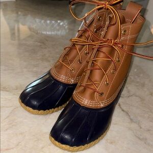 L.L. Bean Two-Tone Brown and Black Waterproof Duck Boots